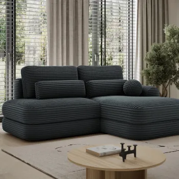 Coltar extensibil stanga 3 locuri ELTAP, Ripeli, 217x175x96 cm, lemn/catifea din poliester, verde inchis imagine