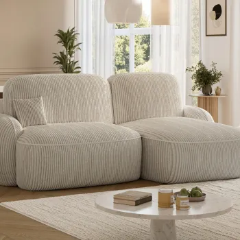 Coltar extensibil stanga 3 locuri ELTAP, Tesalia, 240x150x93 cm, lemn/catifea din poliester, bej deschis imagine