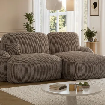 Coltar extensibil stanga 3 locuri ELTAP, Tesalia, 240x150x93 cm, lemn/catifea din poliester, maro deschis imagine