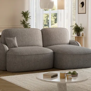 Coltar extensibil stanga 3 locuri ELTAP, Tesalia, 240x150x93 cm, lemn/tesatura boucle, gri imagine