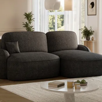 Coltar extensibil stanga 3 locuri ELTAP, Tesalia, 240x150x93 cm, lemn/tesatura boucle, gri inchis imagine