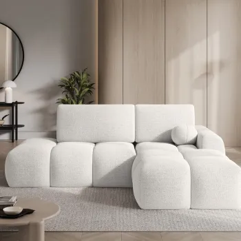 Coltar extensibil stanga 3 locuri ELTAP, Vittario, 227x170x95 cm, lemn/poliester, alb imagine