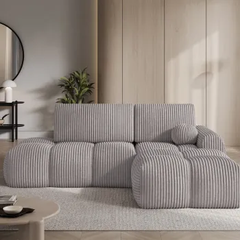 Coltar extensibil stanga 3 locuri ELTAP, Vittario, 227x170x95 cm, lemn/poliester, gri imagine