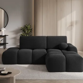 Coltar extensibil stanga 3 locuri ELTAP, Vittario, 227x170x95 cm, lemn/poliester, gri antracit imagine