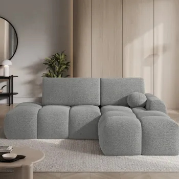 Coltar extensibil stanga 3 locuri ELTAP, Vittario, 227x170x95 cm, lemn/poliester, gri inchis imagine