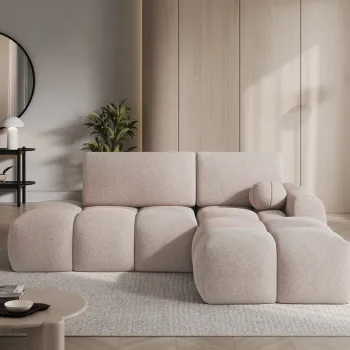 Coltar extensibil stanga 3 locuri ELTAP, Vittario, 227x170x95 cm, lemn/poliester, maro deschis imagine