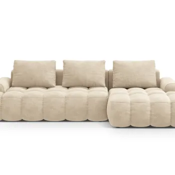 Coltar extensibil stanga 3 locuri, Linz, Cosmopolitan Design, 275x142x84 cm, catifea, bej deschis imagine