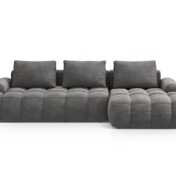 Coltar extensibil stanga 3 locuri, Linz, Cosmopolitan Design, 275x142x84 cm, catifea, gri imagine