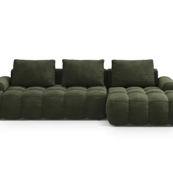 Coltar extensibil stanga 3 locuri, Linz, Cosmopolitan Design, 275x142x84 cm, catifea, verde imagine