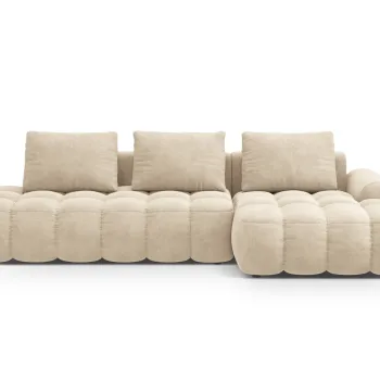 Coltar extensibil stanga 3 locuri, Linz, Cosmopolitan Design, 275x142x84 cm, cotiera dreapta, catifea, bej deschis imagine