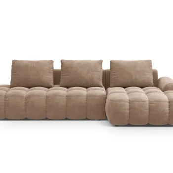 Coltar extensibil stanga 3 locuri, Linz, Cosmopolitan Design, 275x142x84 cm, cotiera dreapta, catifea, bej inchis imagine