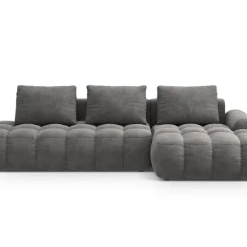 Coltar extensibil stanga 3 locuri, Linz, Cosmopolitan Design, 275x142x84 cm, cotiera dreapta, catifea, gri imagine