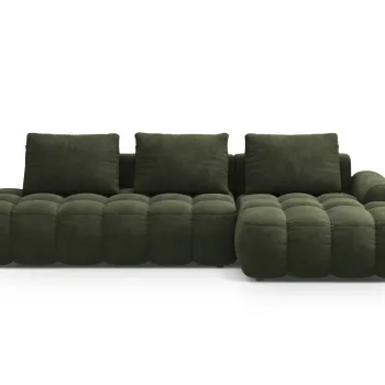 Coltar extensibil stanga 3 locuri, Linz, Cosmopolitan Design, 275x142x84 cm, cotiera dreapta, catifea, verde imagine