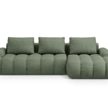 Coltar extensibil stanga 3 locuri, Linz, Cosmopolitan Design, 275x142x84 cm, tesatura structurata, verde oliv inchis imagine