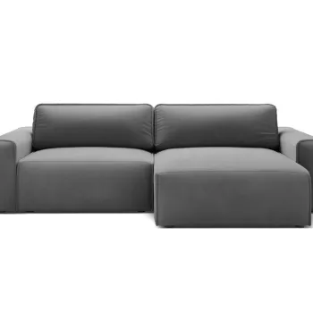 Coltar extensibil stanga 3 locuri, Victor, Micadoni Home, 246x148x83 cm, catifea, gri imagine