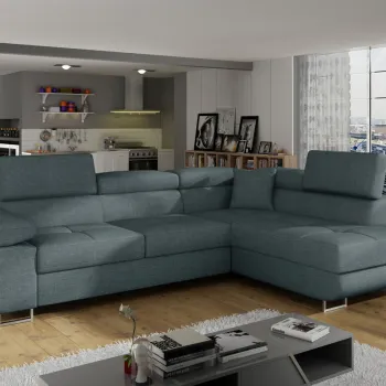 Coltar extensibil stanga 4 locuri, ELTAP, Anton, 272x203x85 cm, lemn/poliester, albastru imagine