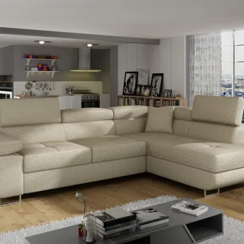 Coltar extensibil stanga 4 locuri, ELTAP, Anton, 272x203x85 cm, lemn/poliester, bej imagine