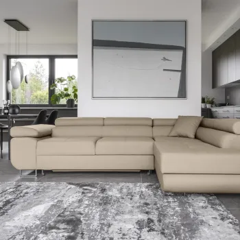 Coltar extensibil stanga 4 locuri, ELTAP, Anton, 272x203x85 cm, lemn/poliester, bej inchis imagine