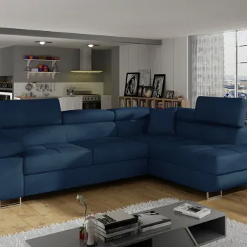 Coltar extensibil stanga 4 locuri, ELTAP, Anton, 272x203x85 cm, lemn/poliester, bleumarin imagine