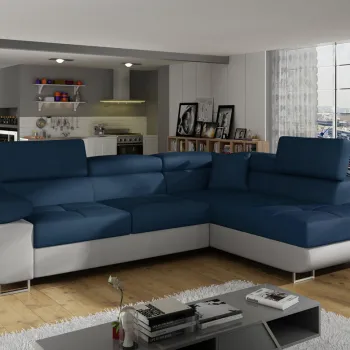 Coltar extensibil stanga 4 locuri, ELTAP, Anton, 272x203x85 cm, lemn/poliester, bleumarin/gri imagine