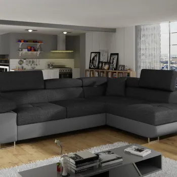 Coltar extensibil stanga 4 locuri, ELTAP, Anton, 272x203x85 cm, lemn/poliester, gri inchis/gri imagine