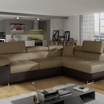 Coltar extensibil stanga 4 locuri, ELTAP, Anton, 272x203x85 cm, lemn/poliester, maro/maro inchis imagine