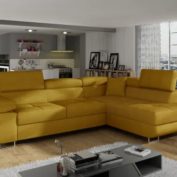 Coltar extensibil stanga 4 locuri, ELTAP, Anton, 272x203x85 cm, lemn/poliester, mustar imagine