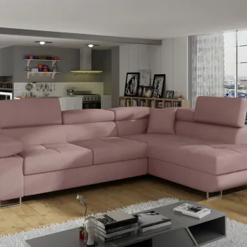 Coltar extensibil stanga 4 locuri, ELTAP, Anton, 272x203x85 cm, lemn/poliester, roz antic imagine