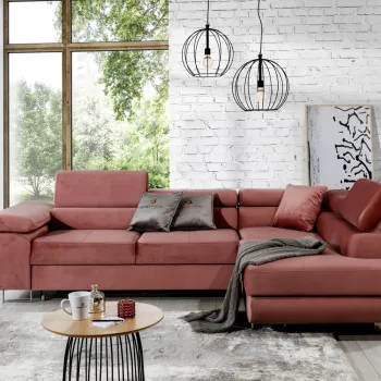 Coltar extensibil stanga 4 locuri, ELTAP, Anton, 272x203x85 cm, lemn/poliester, roz imagine