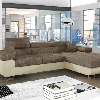 Coltar extensibil stanga 4 locuri ELTAP, Armd-16, Armando, 289x203x85 cm, lemn/poliester, bej/bej deschis imagine