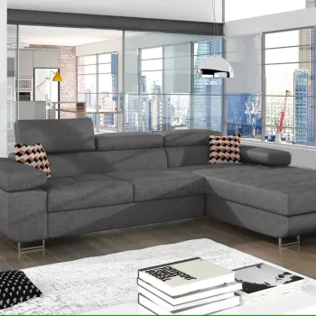 Coltar extensibil stanga 4 locuri ELTAP, Armd-21, Armando, 289x203x85 cm, lemn/poliester, gri/multicolor imagine