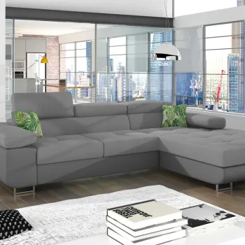 Coltar extensibil stanga 4 locuri ELTAP, Armd-25, Armando, 289x203x85 cm, lemn/poliester, gri deschis/gri inchis imagine