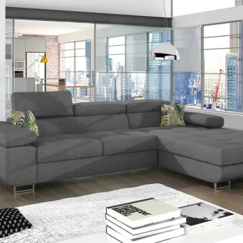 Coltar extensibil stanga 4 locuri ELTAP, Armd-26, Armando, 289x203x85 cm, lemn/poliester, gri/verde imagine