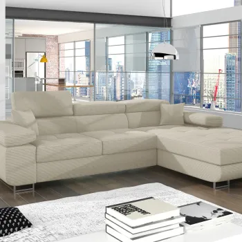 Coltar extensibil stanga 4 locuri ELTAP, Armd-366, Armando, 289x203x85 cm, lemn/poliester, bej deschis imagine