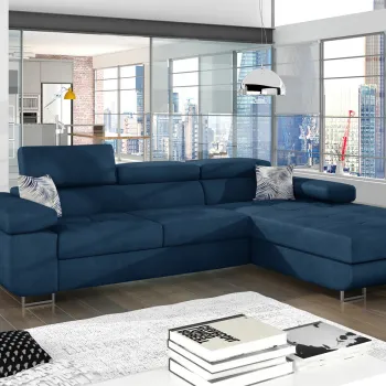 Coltar extensibil stanga 4 locuri ELTAP, Armd-62, Armando, 289x203x85 cm, lemn/poliester, albastru inchis imagine