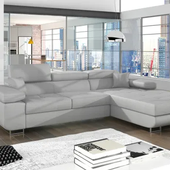 Coltar extensibil stanga 4 locuri ELTAP, Armd-67, Armando, 289x203x85 cm, lemn/poliester, gri deschis imagine