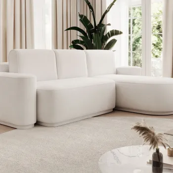 Coltar extensibil stanga 4 locuri ELTAP, Aurumm, 285x180x92 cm, lemn/poliester, alb imagine