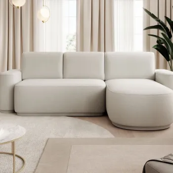 Coltar extensibil stanga 4 locuri ELTAP, Aurumm, 285x180x92 cm, lemn/poliester, alb murdar imagine