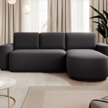 Coltar extensibil stanga 4 locuri ELTAP, Aurumm, 285x180x92 cm, lemn/poliester, gri antracit imagine