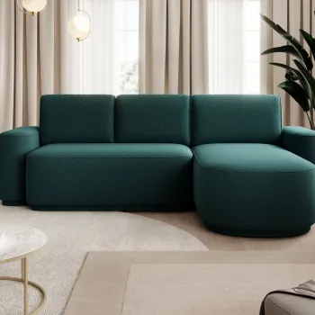 Coltar extensibil stanga 4 locuri ELTAP, Aurumm, 285x180x92 cm, lemn/poliester, verde inchis imagine