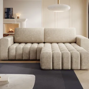 Coltar extensibil stanga 4 locuri ELTAP, Bon-01, Bonett, 250x175x92 cm, lemn/poliester, bej inchis imagine