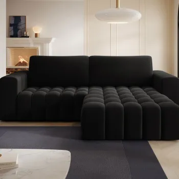 Coltar extensibil stanga 4 locuri ELTAP, Bon-10, Bonett, 250x175x92 cm, lemn/poliester, negru imagine