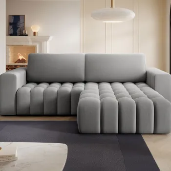 Coltar extensibil stanga 4 locuri ELTAP, Bon-18, Bonett, 250x175x92 cm, lemn/poliester, gri deschis imagine