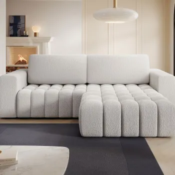 Coltar extensibil stanga 4 locuri ELTAP, Bon-223, Bonett, 250x175x92 cm, lemn/poliester, alb murdar imagine