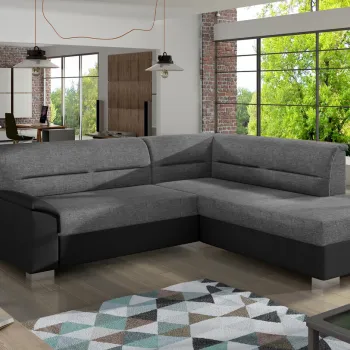 Coltar extensibil stanga 4 locuri ELTAP, BR11, Bergen, 247x214x83 cm, lemn/poliester, gri inchis/negru imagine