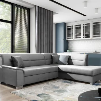 Coltar extensibil stanga 4 locuri ELTAP, BR52, Bergen, 247x214x83 cm, lemn/poliester, gri imagine