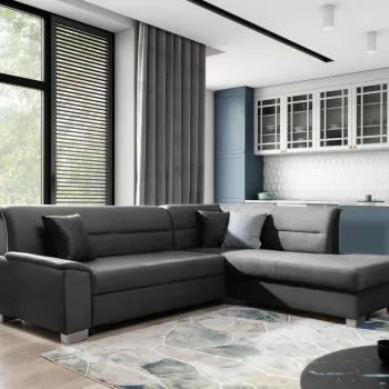 Coltar extensibil stanga 4 locuri ELTAP, BR56, Bergen, 247x214x83 cm, lemn/poliester, gri inchis imagine