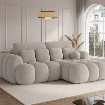 Coltar extensibil stanga 4 locuri ELTAP, Covelion, 260x167x105 cm, lemn/tesatura boucle, bej inchis imagine