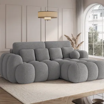 Coltar extensibil stanga 4 locuri ELTAP, Covelion, 260x167x105 cm, lemn/tesatura boucle, gri inchis imagine