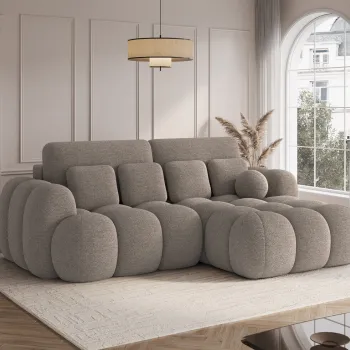 Coltar extensibil stanga 4 locuri ELTAP, Covelion, 260x167x105 cm, lemn/tesatura boucle, maro imagine